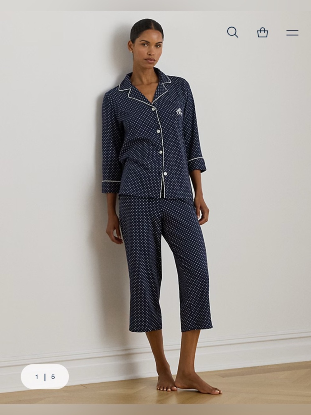Lauren Polka-Dot Cotton Jersey Capri Sleep Set